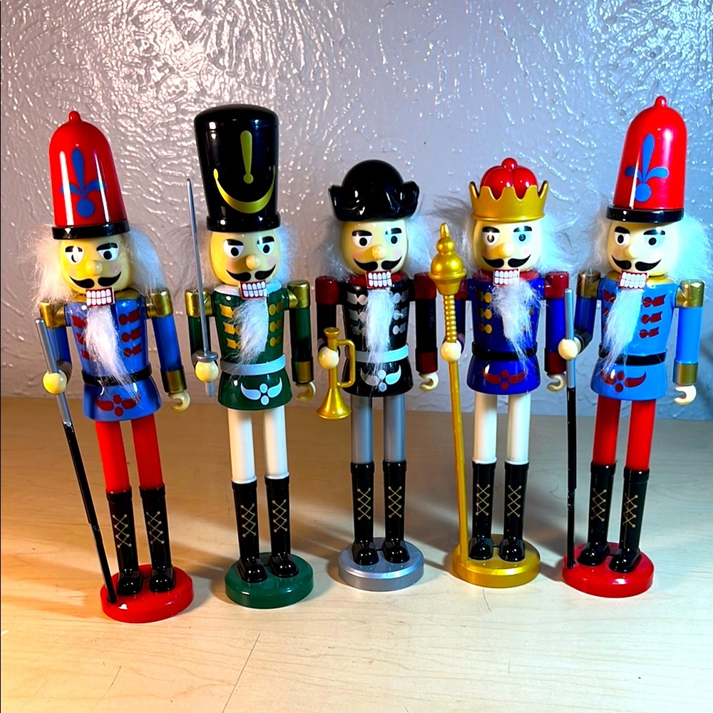 Christmas set of five Nutcracker toy soldiers by Greenbriar